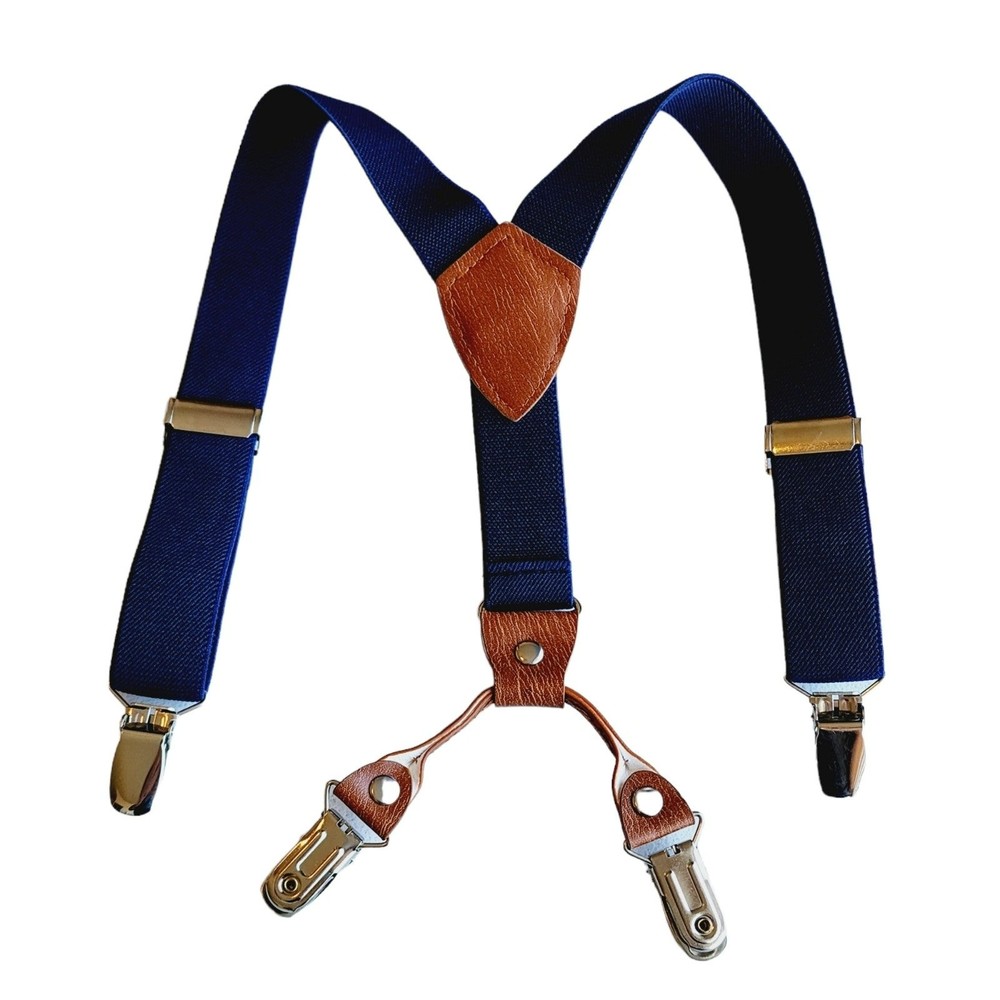 Boys Suspenders Toddler Kids Baby Navy Blue Clip Grips Adjustable Classic Formal
